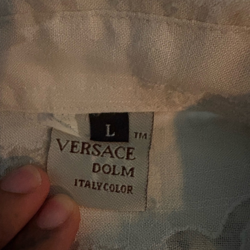 Versace Vintage Beige Patterned Button Down Shirt - image 3
